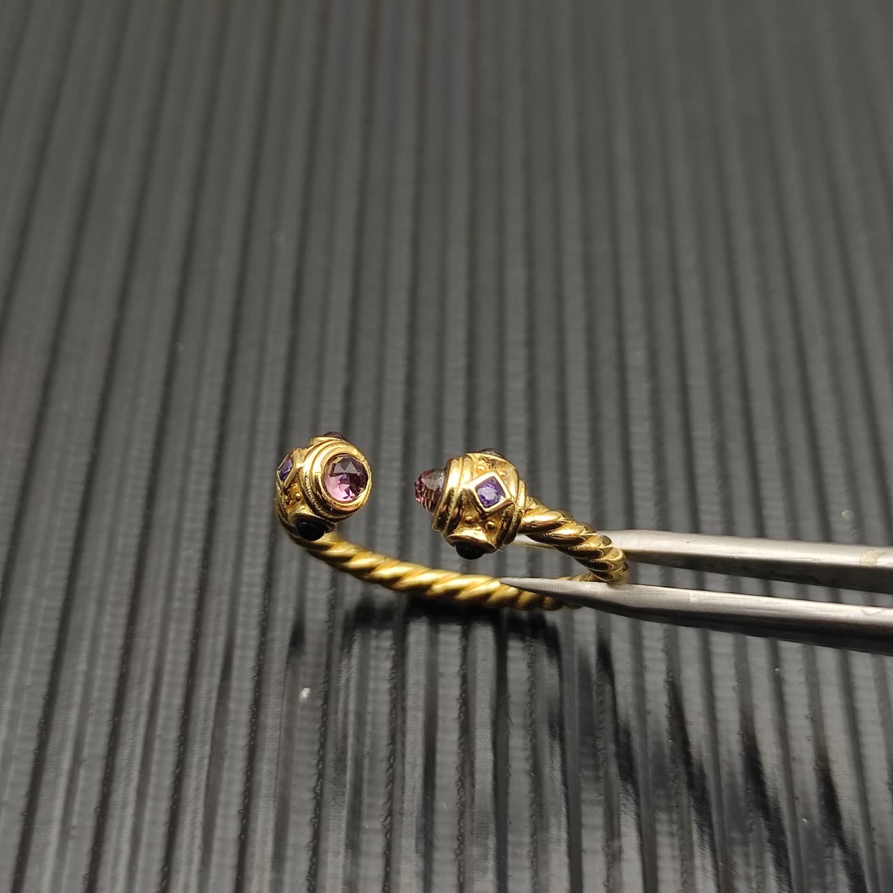 David Yurman Gold-Tone Open Ring with Gemstone Accents